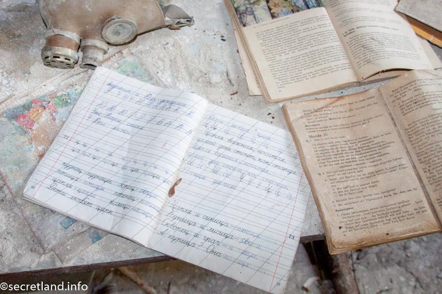Exercise book in school in Pripyat